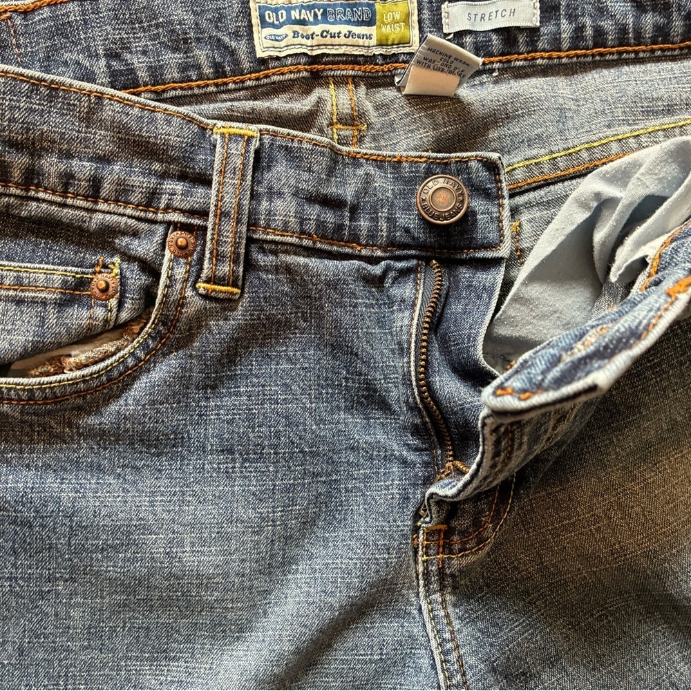 Y2K Old Navy Boot Cut Low Rise Jeans Size 10 Regular Stretch Medium Wash 2005 - Picture 9 of 13